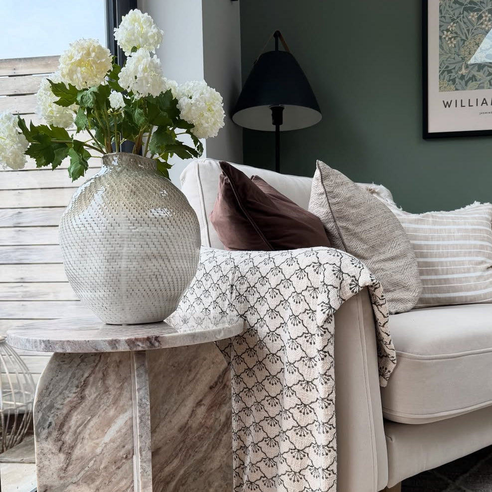 Charmouth Marble Round Side Table - Leopard GalleryDirect 2