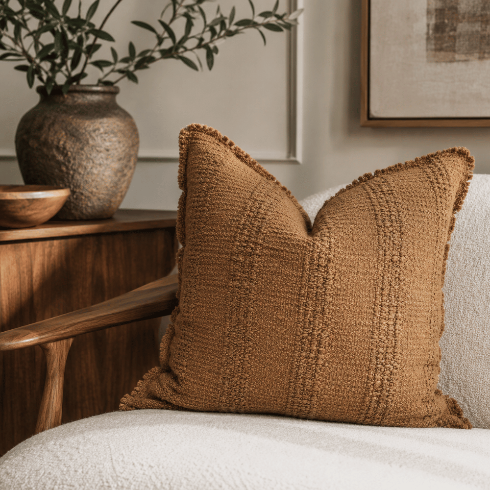 Arbor Self Stripe Cushion 50x50cm - Rust