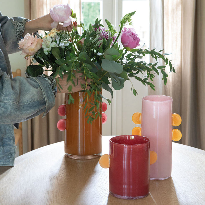 Pipa Glass Vase - Raspberry