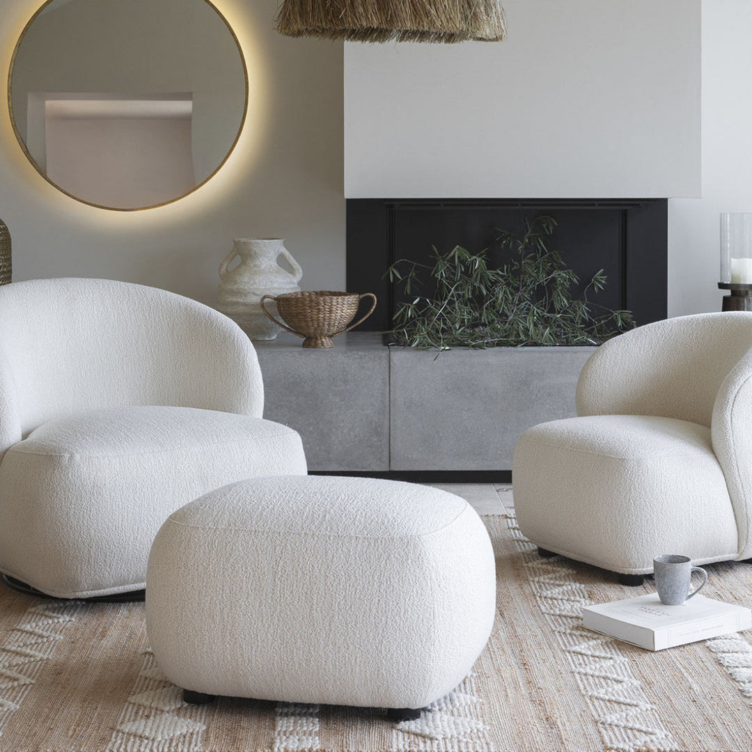 Lisette Boucle Pouffe - Cream