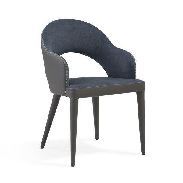 Jiva Dining Chair - Nappa Midnight Blue & Grey Tommy Franks 2