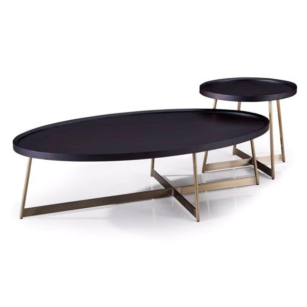 Lane Oval Coffee Table - Smoke Oak & Gold Tommy Franks 2