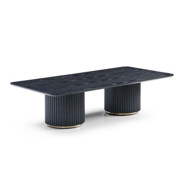 Lantine Double Pedestal Rectangular Coffee Table - Black Oak & Brass Tommy Franks 3