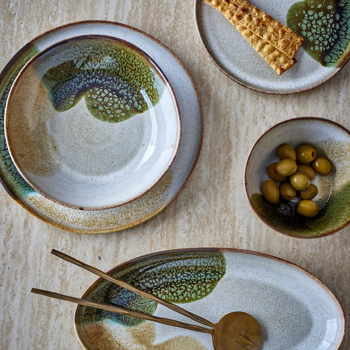 Jules 12 Piece Stoneware Dinnerware Set - Green