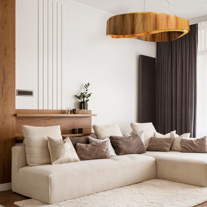 Horizon LED Ring Pendant - Teak Elstead 2