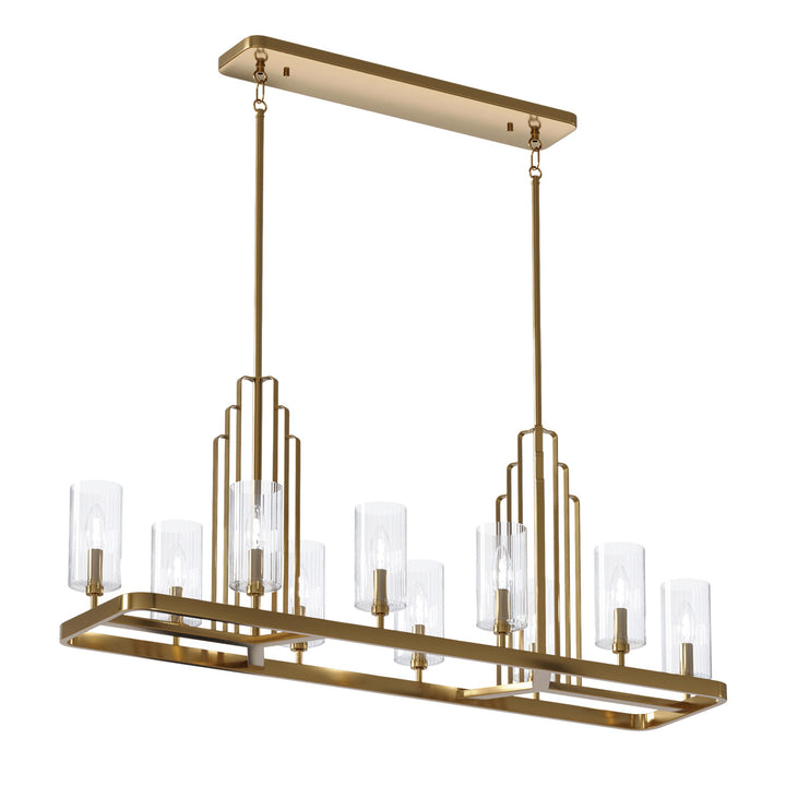 Kimrose 10 Light Linear Chandelier - Brass Elstead 1