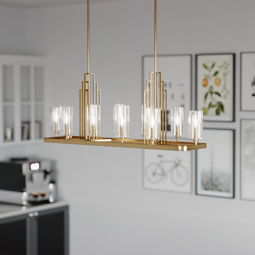 Kimrose 10 Light Linear Chandelier - Brass Elstead 9