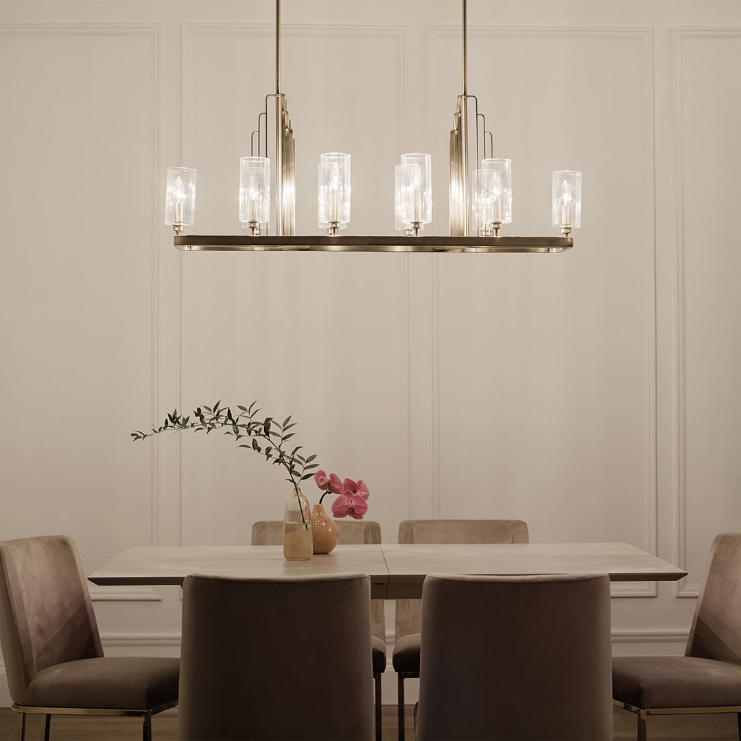 Kimrose 10 Light Linear Chandelier - Brass Elstead 3