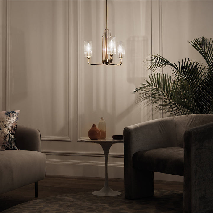 Kimrose 3 Light Chandelier - Brass Elstead 3