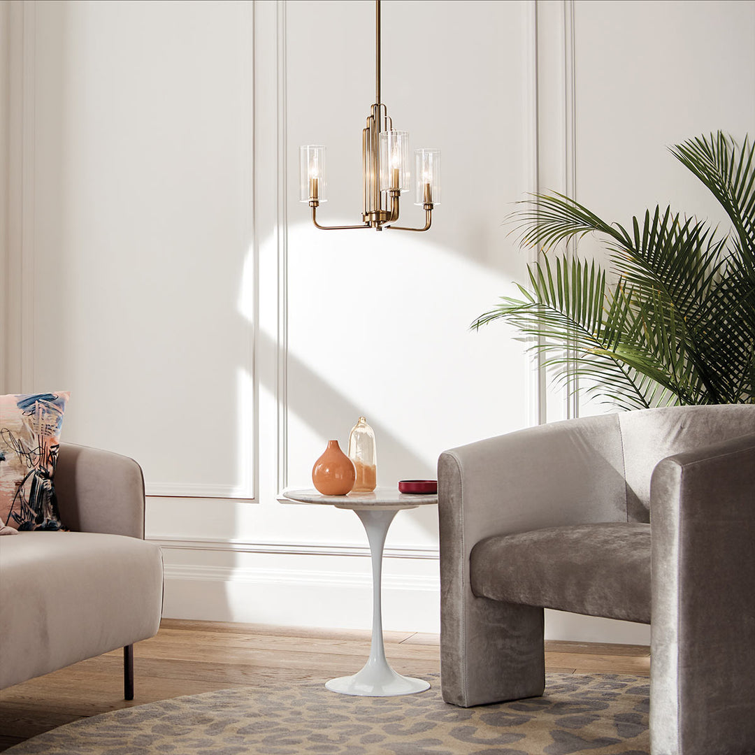 Kimrose 3 Light Chandelier - Brass Elstead 2
