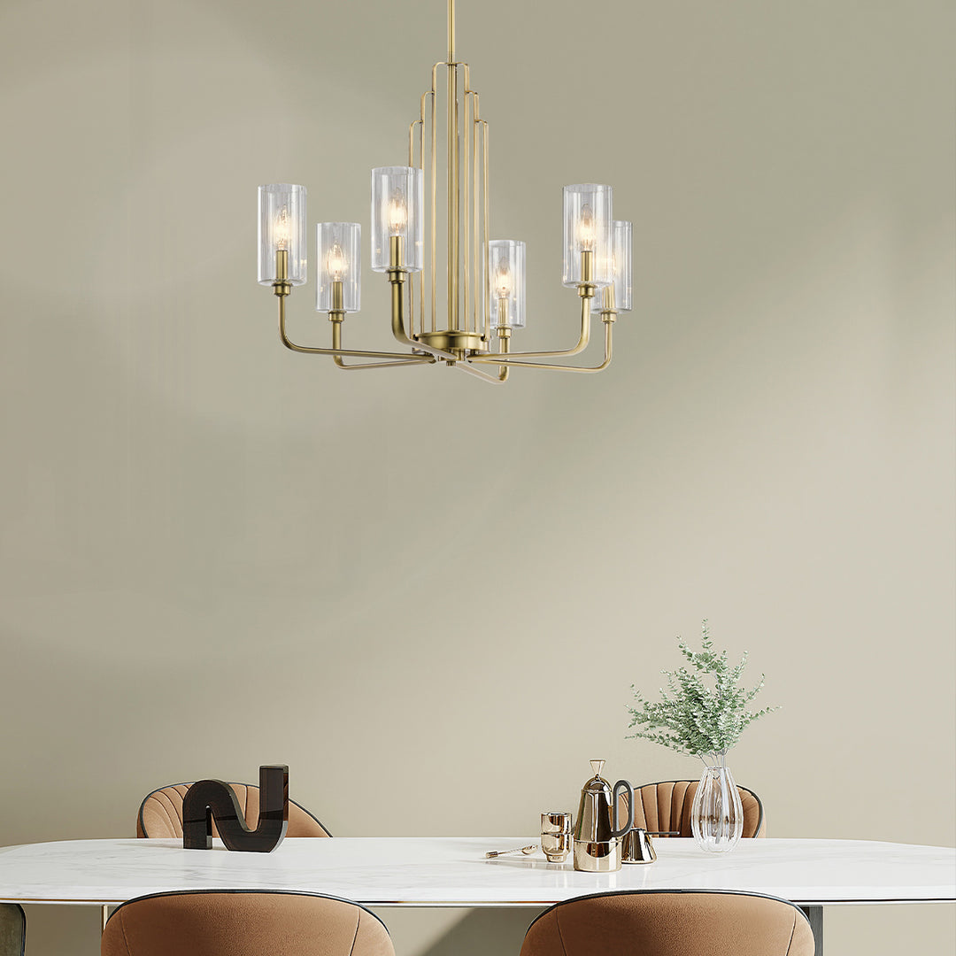 Kimrose 6 Light Chandelier - Brass Elstead 2