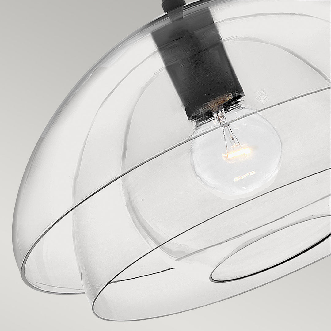 Lotus 1 Semi Flush Light Pendant - Black Elstead 3