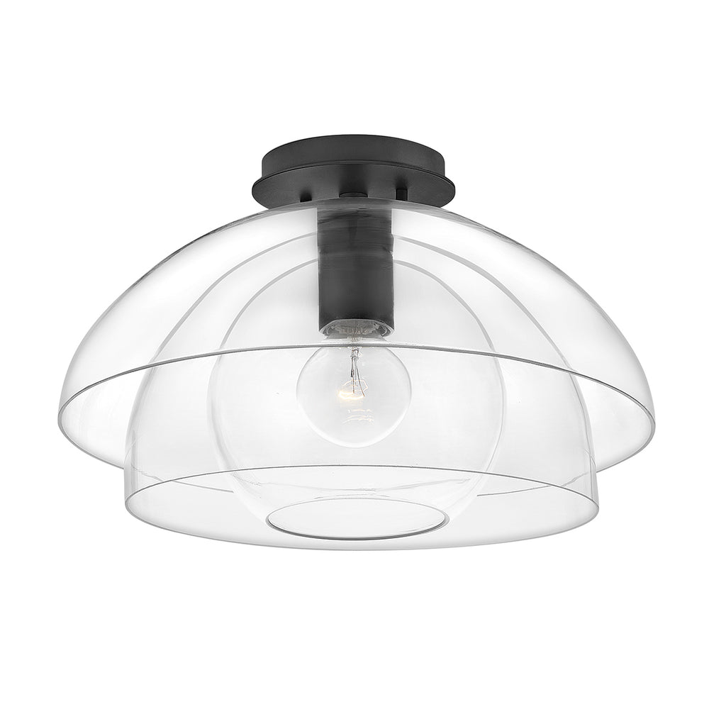 Lotus 1 Semi Flush Light Pendant - Black Elstead 2