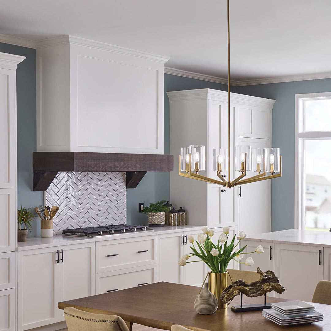 Nye 6 Light Chandelier - Brass Elstead 8