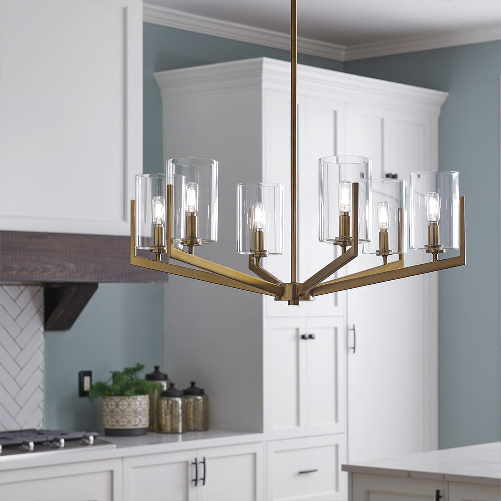 Nye 6 Light Chandelier - Brass Elstead 2