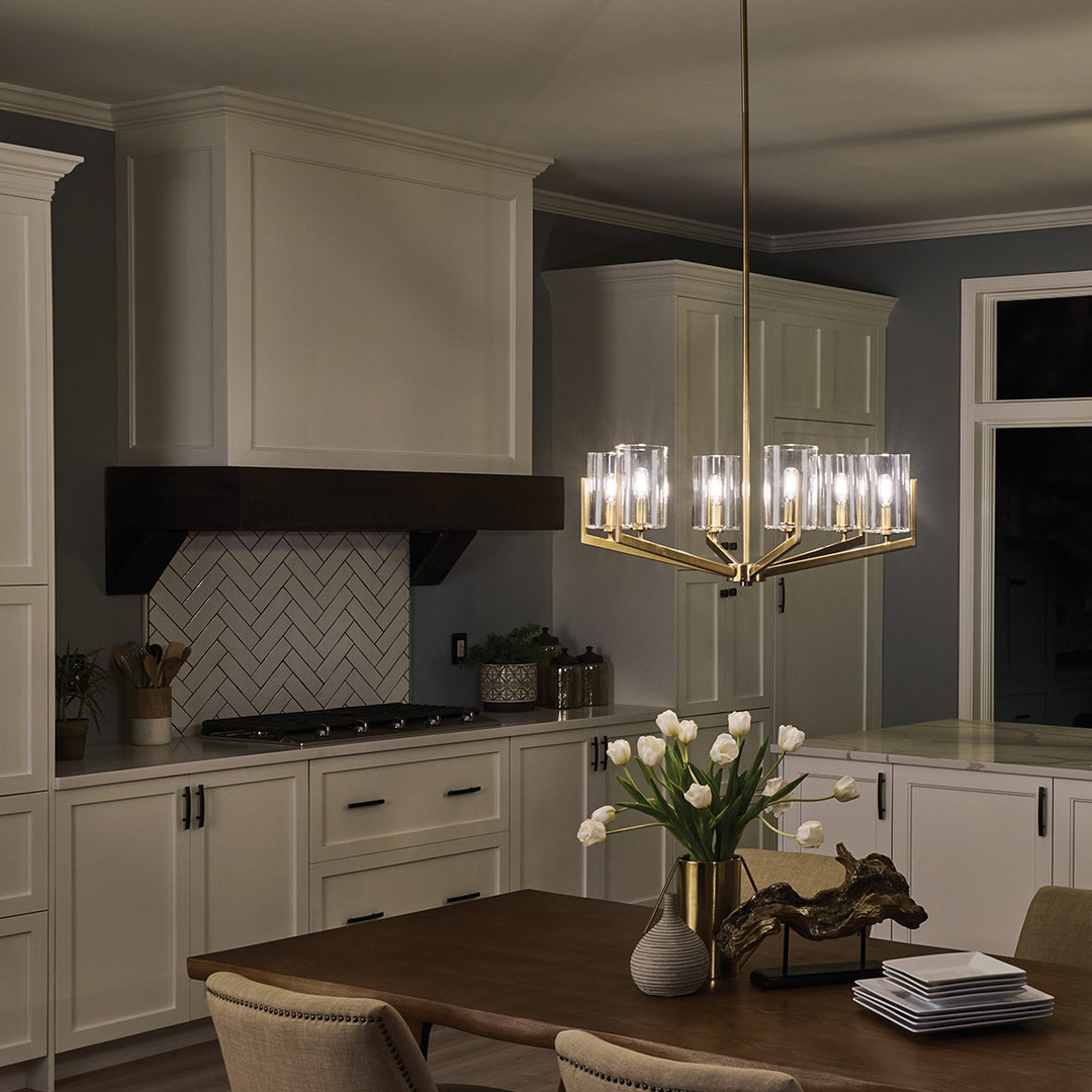 Nye 6 Light Chandelier - Brass Elstead 3