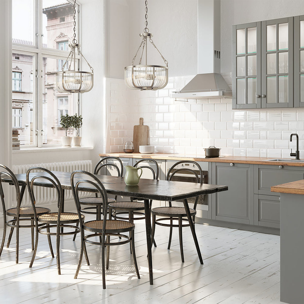 Roux 3 Semi Flush Light Pendant - Nickel Elstead 2