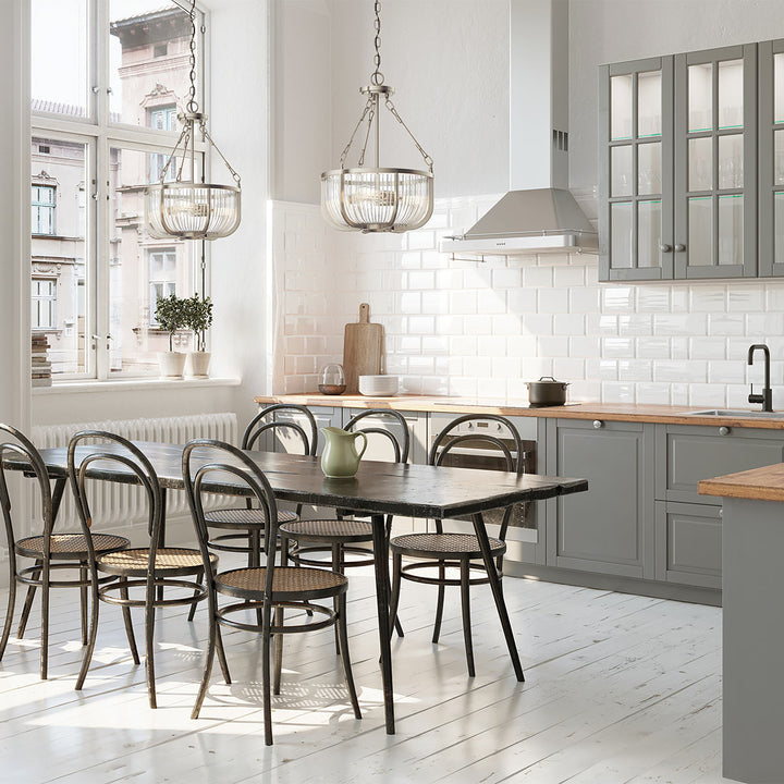 Roux 3 Semi Flush Light Pendant - Nickel Elstead 2