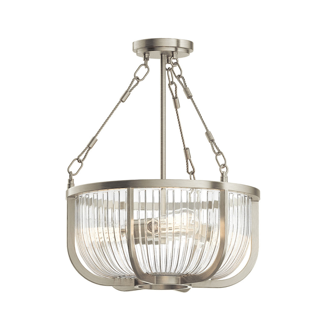 Roux 3 Semi Flush Light Pendant - Nickel Elstead 3