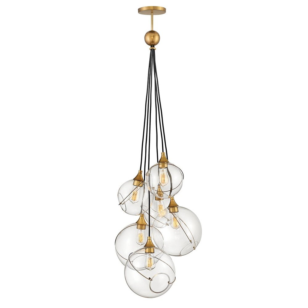 Quintiesse Skye Heritage Brass 6 Light Pendant in Brass