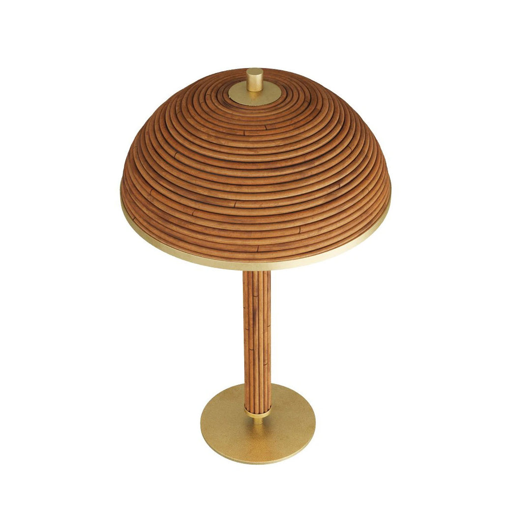 Annette 2 Table Lamp - Natural Rattan & Antique Brass