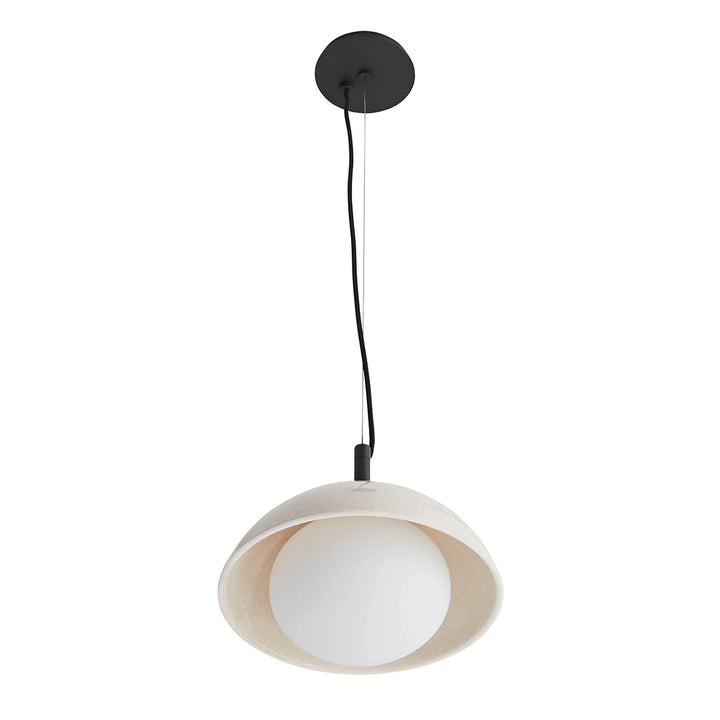 Glaze 1 Pendant - Ivory Stained Crackle & Blackened Steel