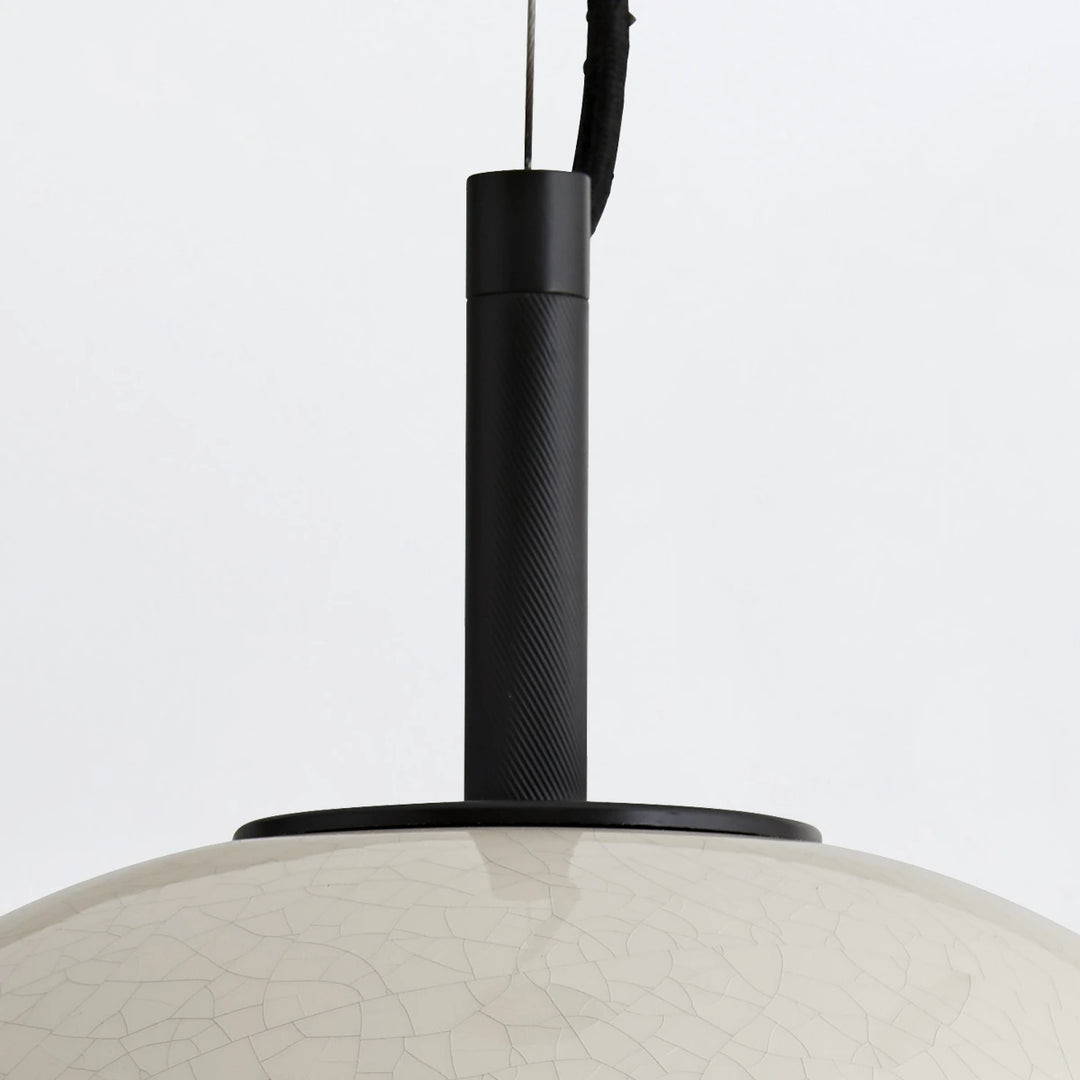 Glaze 1 Pendant - Ivory Stained Crackle & Blackened Steel