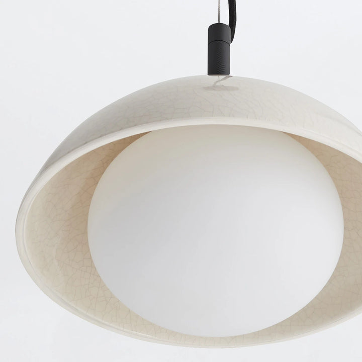 Glaze 1 Pendant - Ivory Stained Crackle & Blackened Steel