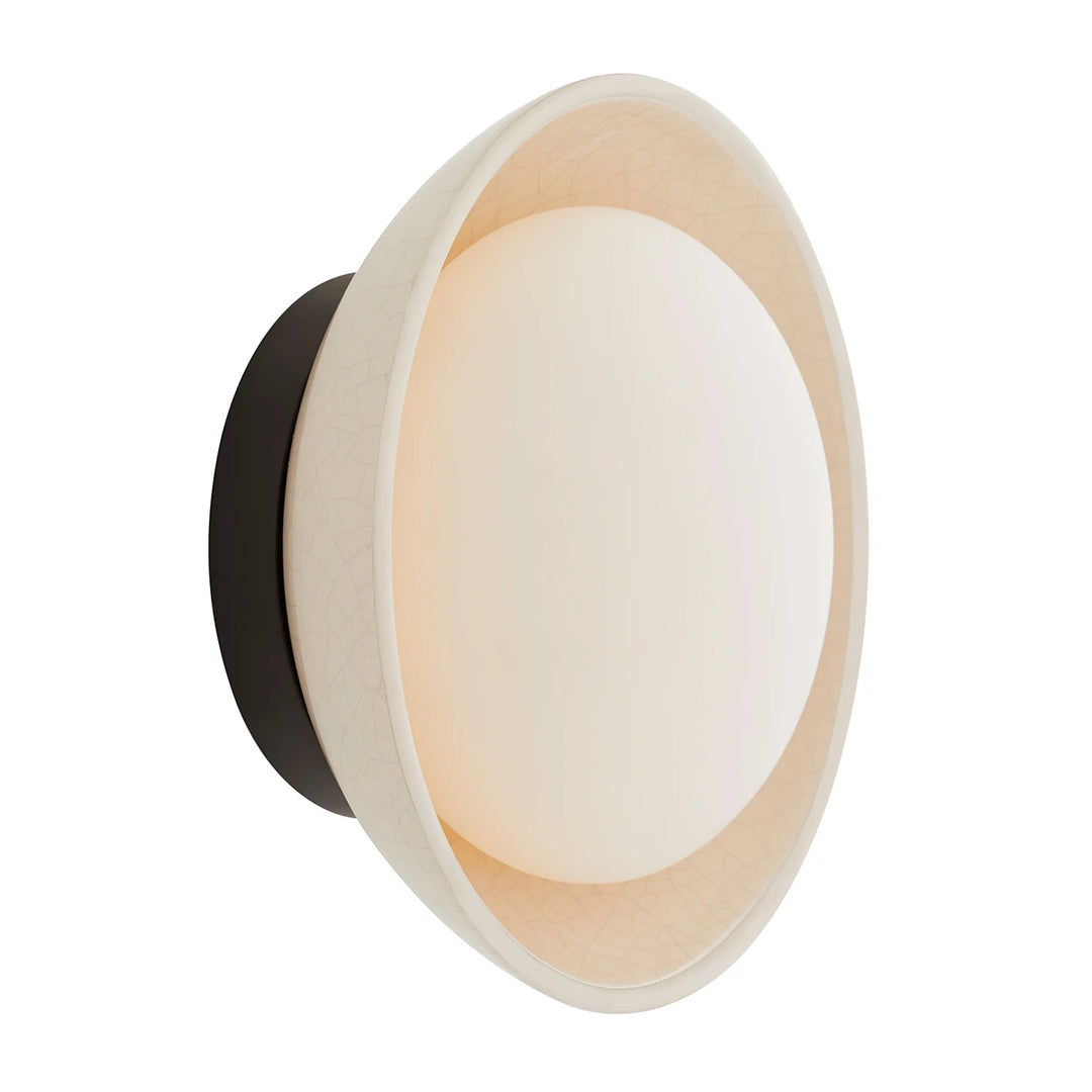 Glaze 1 Wall Light - Ivory Stained Crackle & Blackened Steel