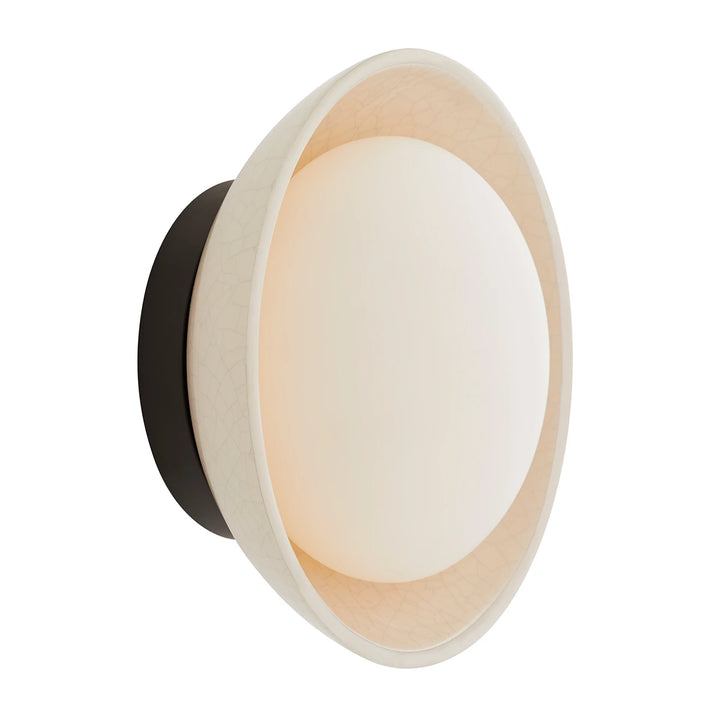 Glaze 1 Wall Light - Ivory Stained Crackle & Blackened Steel