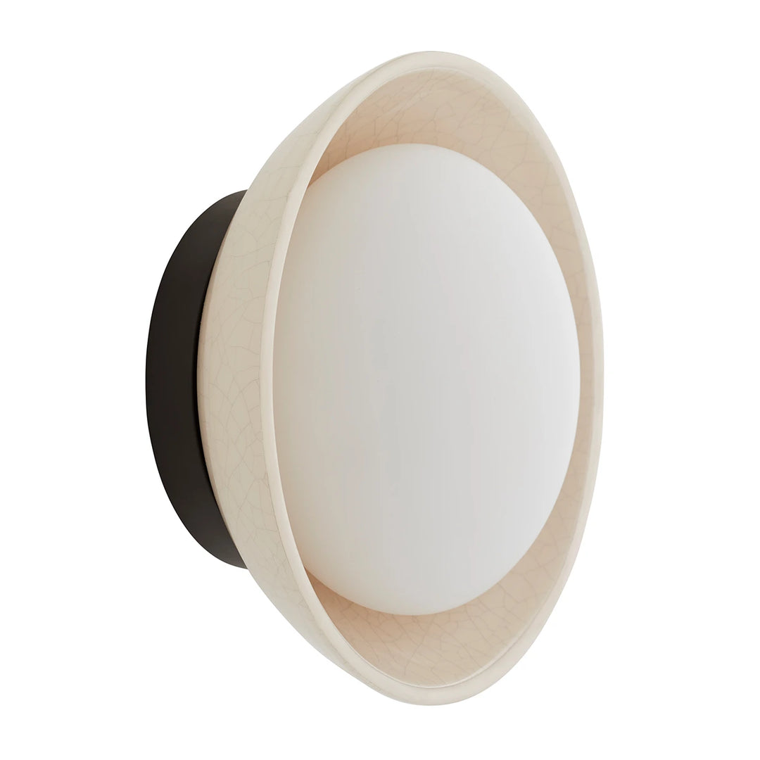 Glaze 1 Wall Light - Ivory Stained Crackle & Blackened Steel
