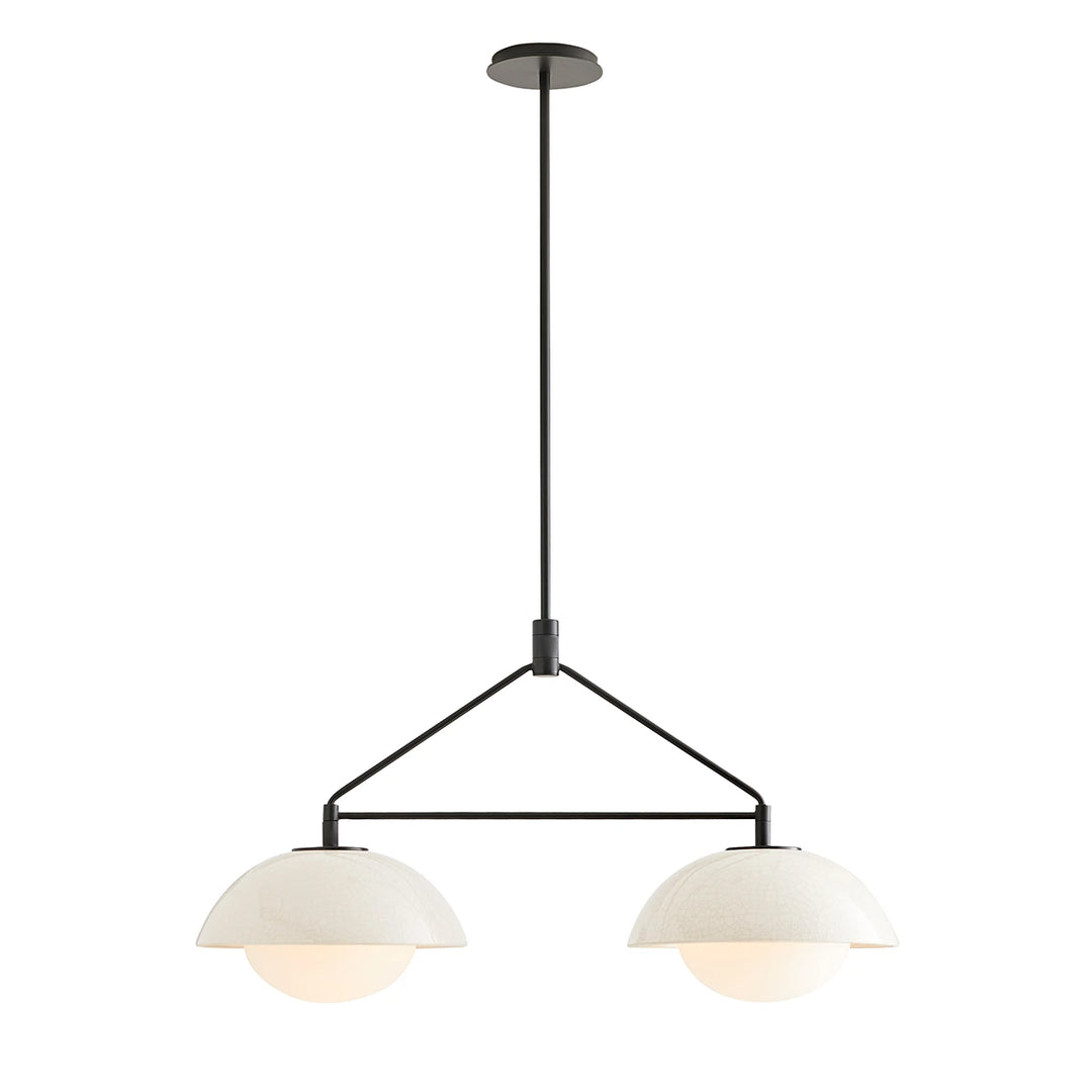 Glaze 2 Linear Chandelier - Ivory Stained Crackle & Blackened Steel