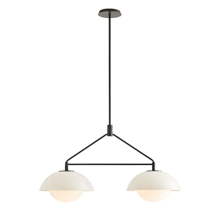 Glaze 2 Linear Chandelier - Ivory Stained Crackle & Blackened Steel