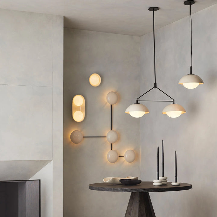 Glaze 2 Linear Chandelier - Ivory Stained Crackle & Blackened Steel