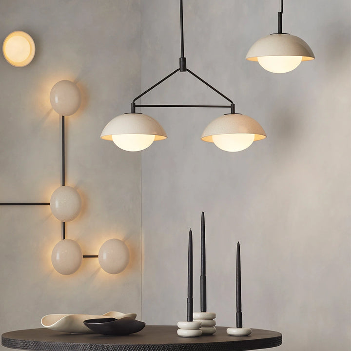 Glaze 2 Linear Chandelier - Ivory Stained Crackle & Blackened Steel