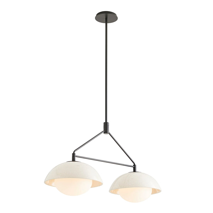 Glaze 2 Linear Chandelier - Ivory Stained Crackle & Blackened Steel