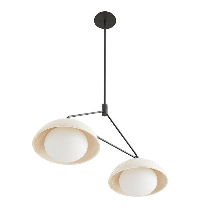 Glaze 2 Linear Chandelier - Ivory Stained Crackle & Blackened Steel