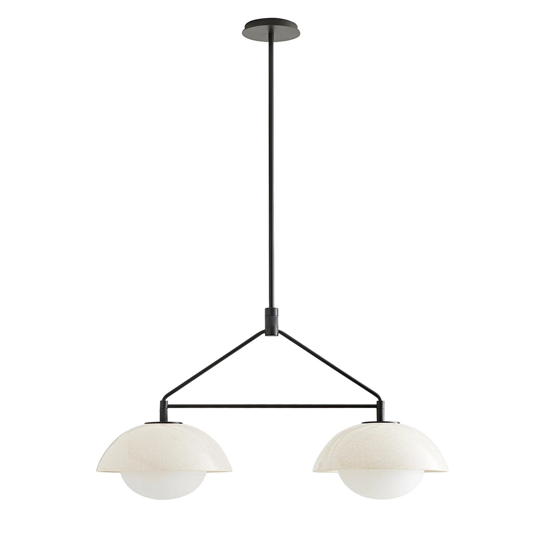 Glaze 2 Linear Chandelier - Ivory Stained Crackle & Blackened Steel