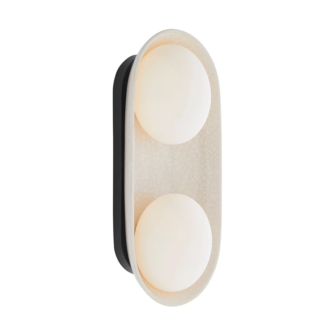 Glaze 2 Wall Light - Ivory Stained Crackle & Blackened Steel