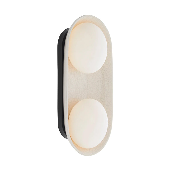 Glaze 2 Wall Light - Ivory Stained Crackle & Blackened Steel