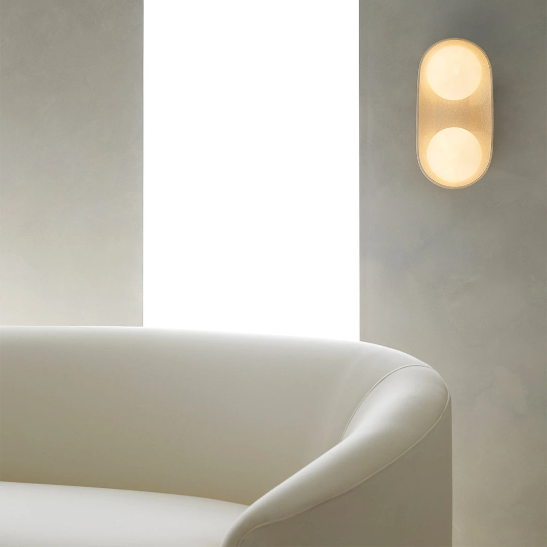 Glaze 2 Wall Light - Ivory Stained Crackle & Blackened Steel