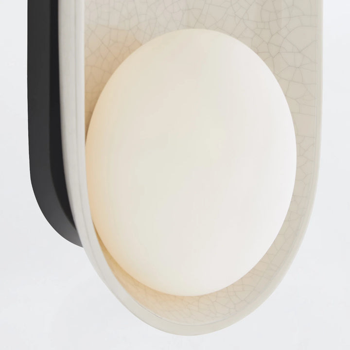 Glaze 2 Wall Light - Ivory Stained Crackle & Blackened Steel