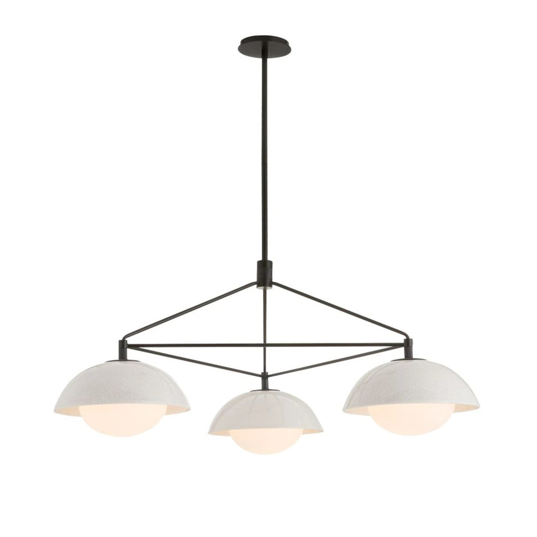 Glaze 3 Chandelier - Ivory Stained Crackle & Blackened Steel