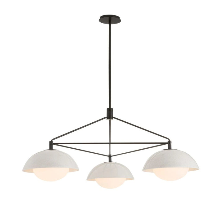 Glaze 3 Chandelier - Ivory Stained Crackle & Blackened Steel
