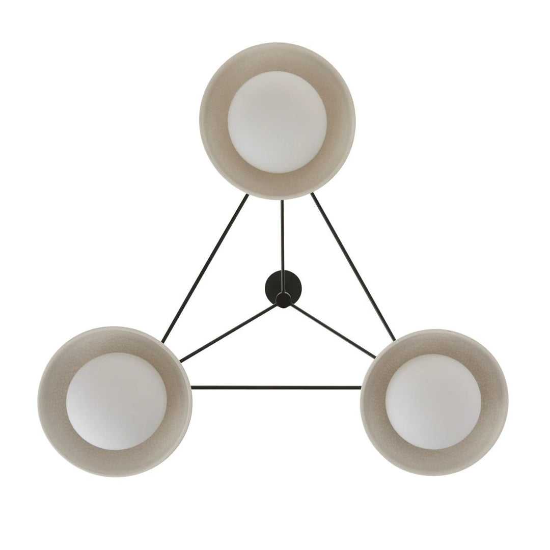 Glaze 3 Chandelier - Ivory Stained Crackle & Blackened Steel