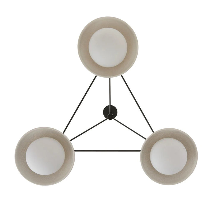 Glaze 3 Chandelier - Ivory Stained Crackle & Blackened Steel