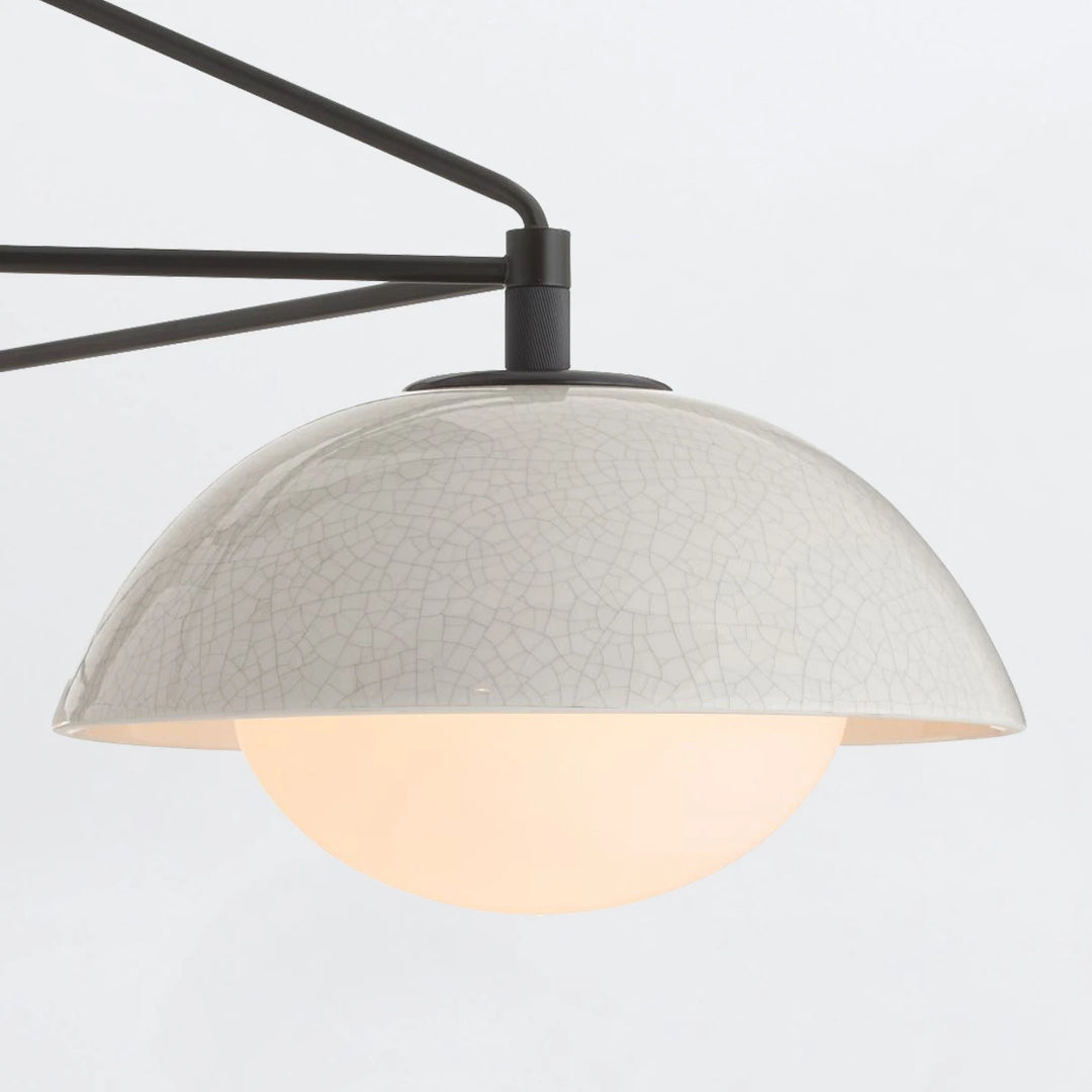 Glaze 3 Chandelier - Ivory Stained Crackle & Blackened Steel