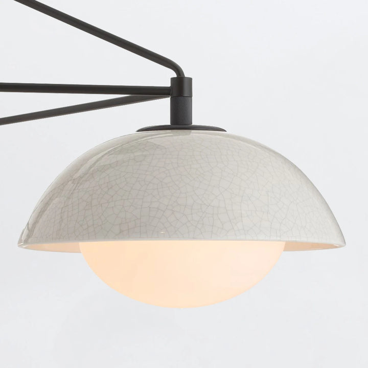 Glaze 3 Chandelier - Ivory Stained Crackle & Blackened Steel