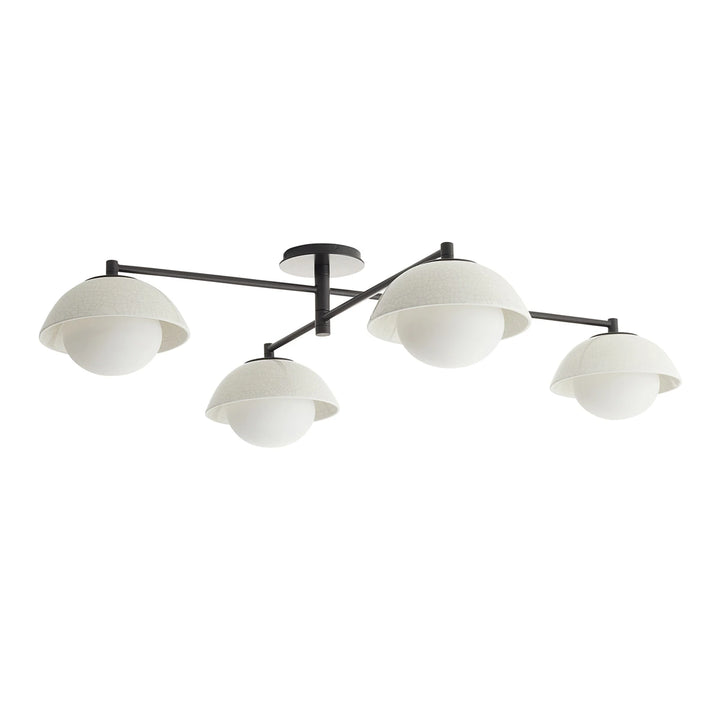 Glaze 4 Large Semi-Flush - Ivory Stained Crackle & Blackened Steel