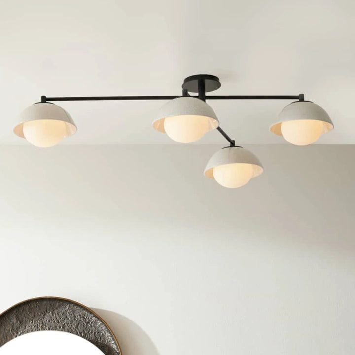 Glaze 4 Large Semi-Flush - Ivory Stained Crackle & Blackened Steel